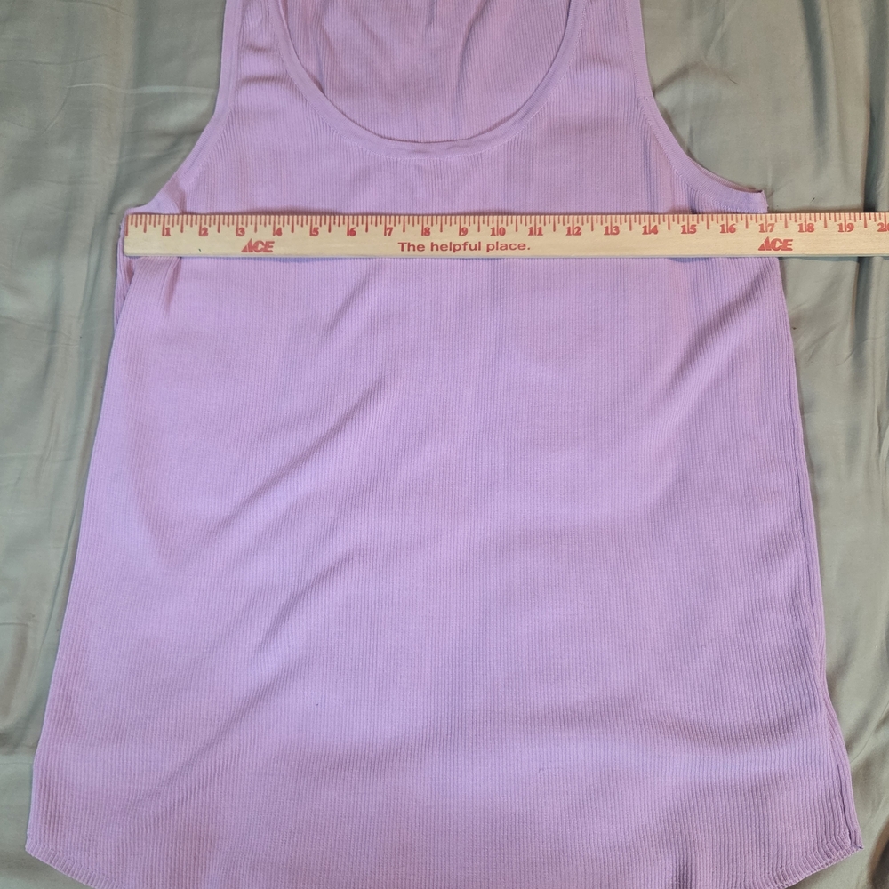 Skies Are Blue Curvy Ribbed Knit Tank Round Neck Lavender Plus Size 3X - Picture 5 of 7